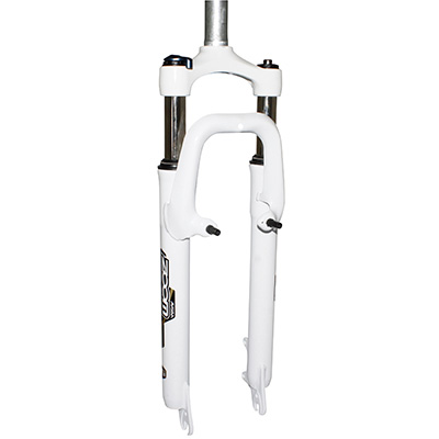 FOURCHE VTT 27.5 " ZOOM 386MLO A RESSORT BLANC REGLABLE-BLOCABLE DEB. 60MM PIVOT LISSE 285MM 1''1-8-28,6 EXTERIEUR COMPATIBLE V-BRAKE-DISQUE