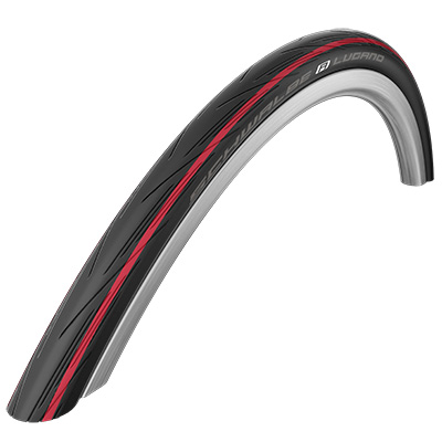 PNEU ROUTE 700 X 25 SCHWALBE LUGANO2 NOIR BANDE ROUGE TR (25-622)