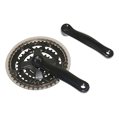 PEDALIER VTT P2R 7-8V. NOIR 150MM 42-32-22 AVEC PARE-CHAINE (BOITIER 118-122MM)