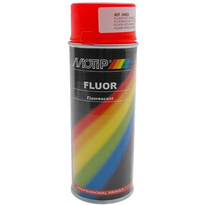 BOMBE DE PEINTURE MOTIP PRO FLUO ROUGE-ORANGE AEROSOL 400ML (04020)