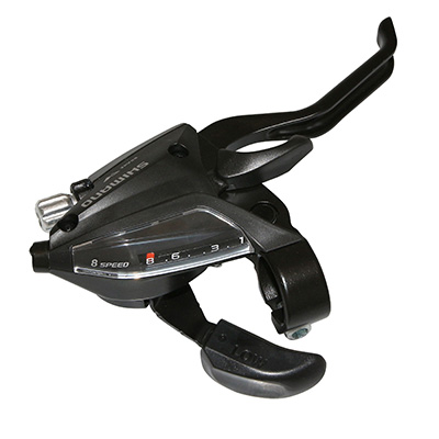 LEVIER-MANETTE VTT PATIN SHIMANO STEF500 DROIT 8V. NOIR V-BRAKE 2 DOIGTS