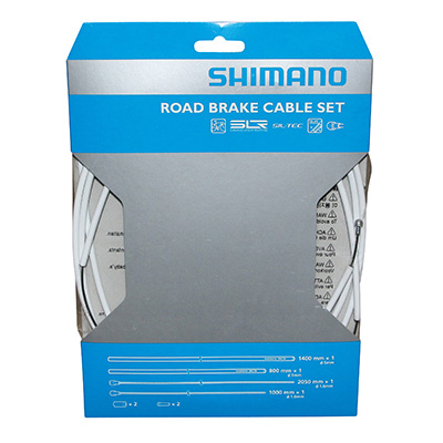 TRANSMISSION FREIN ROUTE SHIMANO BLANC-CABLE TEFLON (KIT TRANSMISSION 2CABLES-2 GAINES)