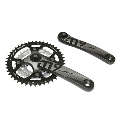 PEDALIER VTT SUNRACE 7-8-9V. M9 ALU NOIR 175MM 44-32-22  (BOITIER LG122.5MM)