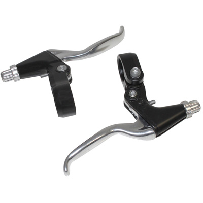 LEVIER DE FREIN VTT-VTC V-BRAKE 3 DOIGTS NEWTON ALU ARGENT-NOIR (PAIRE SUR CARTE)