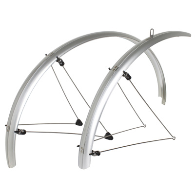 GARDE BOUE CITY-VTC TRINGLES 28'' STRONGLIGHT TOUR 54MM ARGENT (PAIRE) AVEC FIXATION CLASSIC TRINGLES INOX