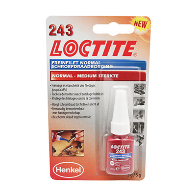 FREIN FILET NORMAL LOCTITE 243 A RESISTANCE MOYENNE (FLACON  5 ML SOUS BLISTER)