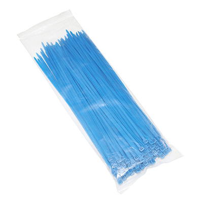 COLLIER DE SERRAGE NYLON TYPE RILSAN 3,6X250MM BLEU FLUO (VENDU PAR 100)  -P2R-