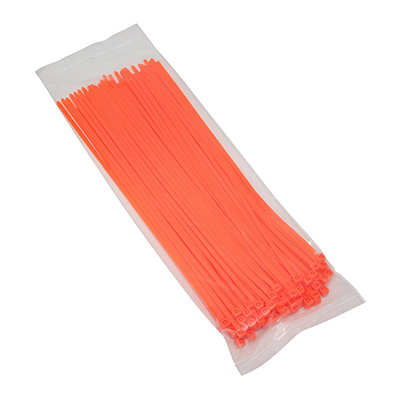 COLLIER DE SERRAGE NYLON TYPE RILSAN 3,6X250MM ORANGE FLUO (VENDU PAR 100)  -P2R-