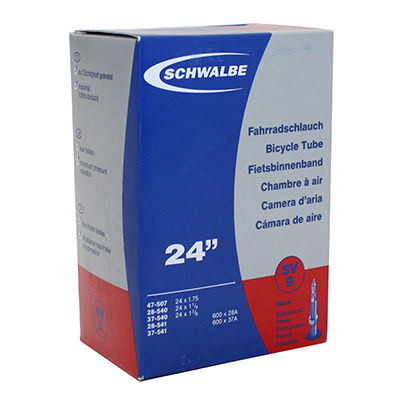 CHAMBRE A AIR VELO 600 X 28-35A (24 X 1 3-8) SCHWALBE VALVE PRESTA TOUT ALU (47-507 à 37-541) (SV9)