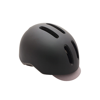 CASQUE VELO CITY ADULTE POLISPORT COMMUTER IN-MOLD NOIR MAT AVEC VISIERE GRISE TAILLE 54-58 SYSTEM QUICK LOCK AVEC LUMIERE INTEGREE