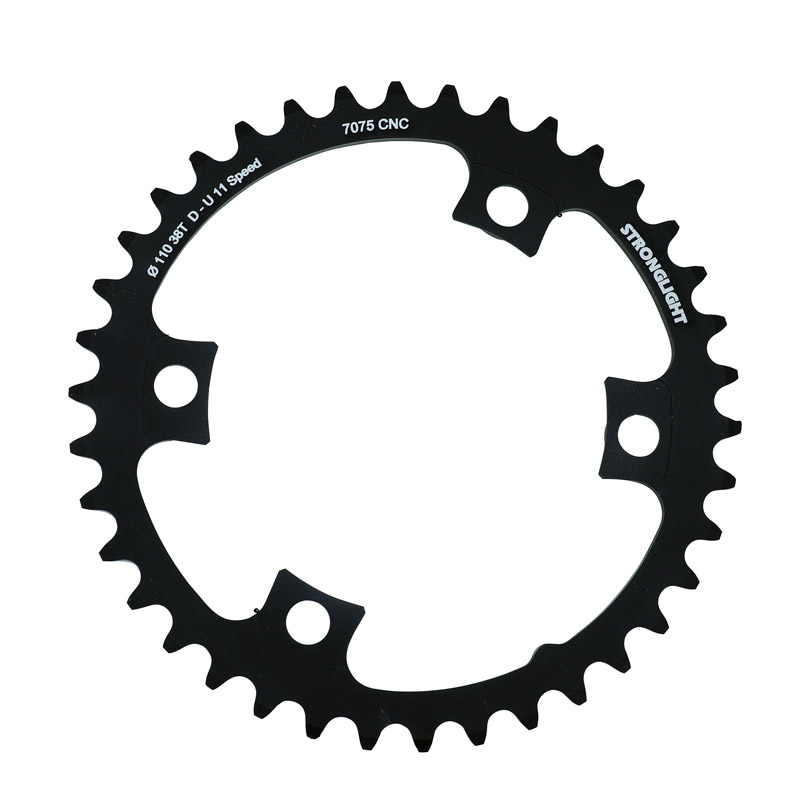 PLATEAU ROUTE 4BRA D.110 POUR SHIMANO ULTEGRA 6800 STRONGLIGHT 38DTS INTERIEUR COMPATIBLE DURA-ACE 9000 NOIR ALU 7075  11V.