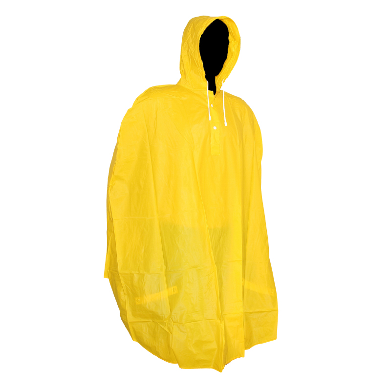 PONCHO ANTI PLUIE ADULTE P2R AVEC CAPUCHE ET HOUSSE - PVC EPAIS JAUNE HAUTE QUALITE