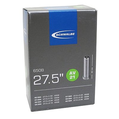 CHAMBRE A AIR VELO 27.5 X 1.50-2.35 SCHWALBE VALVE STANDARD TOUT ALU (AV21)