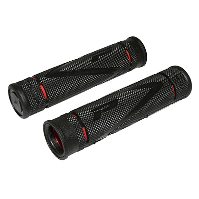 POIGNEE VTT PROGRIP 838 DOUBLE DENSITE NOIR-ROUGE Ø22MM L122MM (PAIRE)