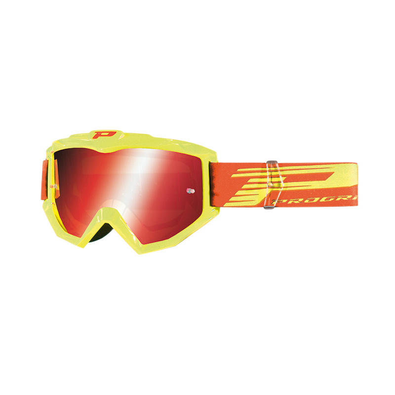 MASQUE-LUNETTES CROSS PROGRIP 3201 FL ATZAKI MULTILAYERED JAUNE-ORANGE FLUO ECRAN MIROIR ROUGE ANTI-RAYURES-ANTI U.V. COMPATIBLE AVEC PORT LUNETTES DE VUE (HOMOLOGUE CE-EN AC-12072 REV.1)