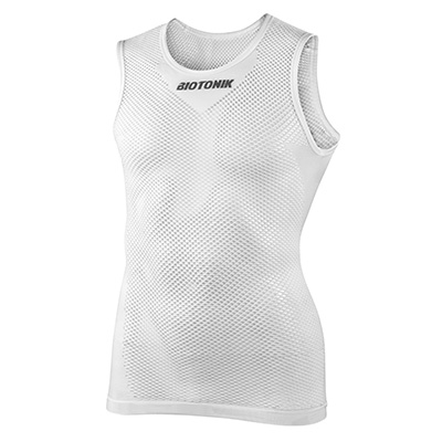 MAILLOT DE CORPS ETE SANS MANCHE BIOTONIK BLANC MAILLE AERE TAILLE UNIQUE - ABSORBE LA TRANSPIRATION, TRAITE ANTI-BACTERIEN