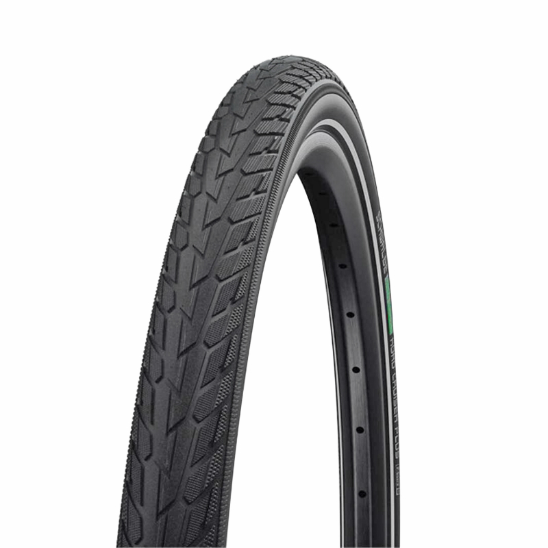 PNEU VTC URBAIN 700 X 35 SCHWALBE DELTA CRUISER PLUS NOIR TR (37-622) RENFORT GREEN GUARD FLANC REFLEX