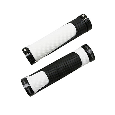 POIGNEE VTT PROGRIP 997 DOUBLE DENSITE OPEN END AVEC LOCK ON NOIR-BLANC 130MM (LIVRE AVEC EMBOUTS) (PAIRE)