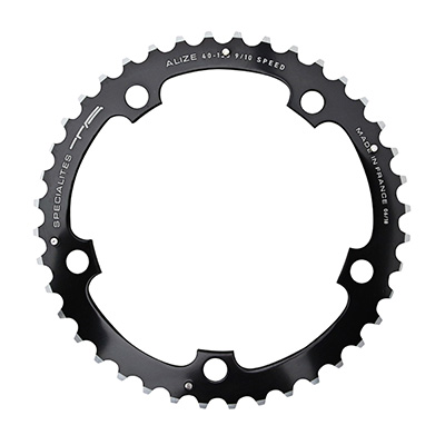 PLATEAU ROUTE 5BRA D.130 TA ALIZE TRIPLE 39DTS MILIEU NOIR ALU 7075 TYPE SHIMANO 8-9-10V.