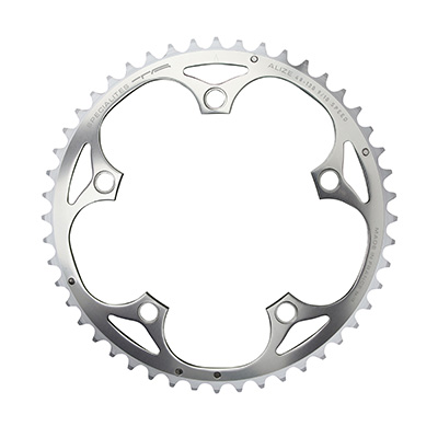 PLATEAU ROUTE 5BRA D.130 TA ALIZE 53DTS EXTERIEUR ARGENT ALU 7075 TYPE SHIMANO 8-9-10V.