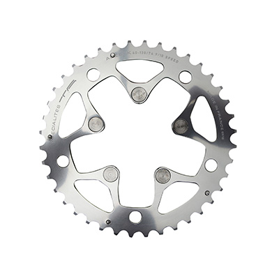 PLATEAU ROUTE 5BRA D.130 TA ALIZE TRIPLE 39DTS PORTEUR ARGENT ALU 7075 TYPE SHIMANO 8-9-10V.