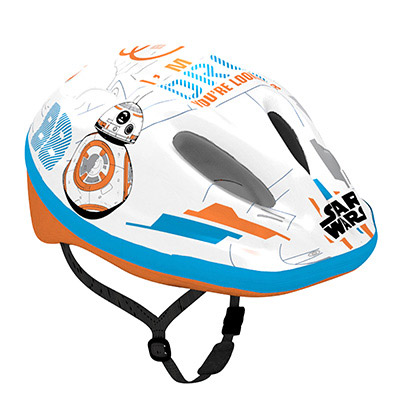 CASQUE VELO ENFANT DISNEY V2 STARWARS BLANC-BLEU-ORANGE AVEC MOLETTE REGLAGE TAILLE 52-56 (VENDU SUR CARTE)