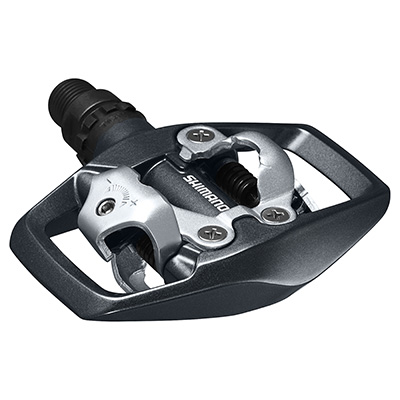 PEDALE VTT AUTOMATIQUE SHIMANO PD-ED500 DOUBLE ENCLENCHEMENT AVEC PLATEFORME NOIR AVEC CALES (PAIRE)