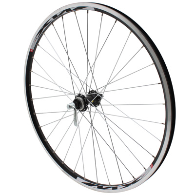 ROUE VTT DISQUE - PATIN BLOCAGE 26" M670 AVANT NOIR MOYEU SHIMANO ACERA QC400 CENTERLOCK NOIR RAYON ARGENT