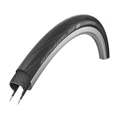 PNEU ROUTE 700 X 25 SCHWALBE LUGANO2 ENDURANCE RENFORT ANTI-CREVAISON NOIR TR (25-622)