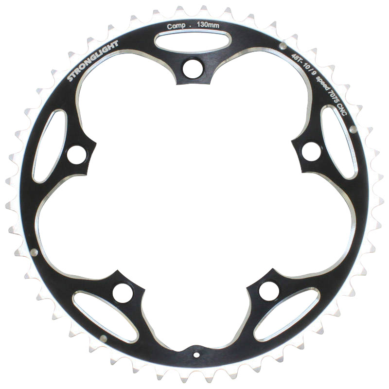 PLATEAU ROUTE 5BRA D.130 STRONGLIGHT 48DTS EXTERIEUR NOIR ALU 7075 TYPE SHIMANO  9-10V.