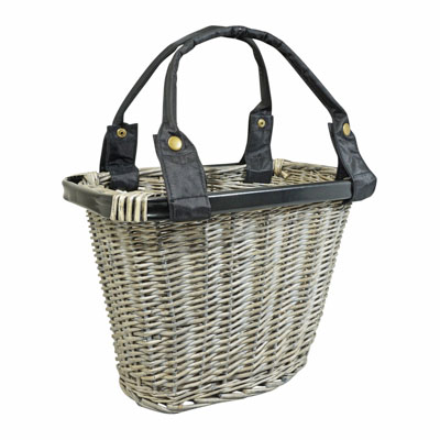 PANIER AVANT NEWTON QUICK OSIER BLANC VIEILLI (37X25X28CM) AVEC FIXATION AUTOMATIQUE