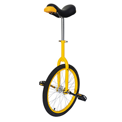 MONOCYCLE 20" JAUNE TIGE DE SELLE REGLABLE (ROUE ALU)