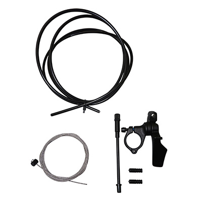 LEVIER POUR TIGE DE SELLE TELESCOPIQUE SATORI ALU NOIR FIXATION CINTRE VTT (LIVRE AVEC CABLE)