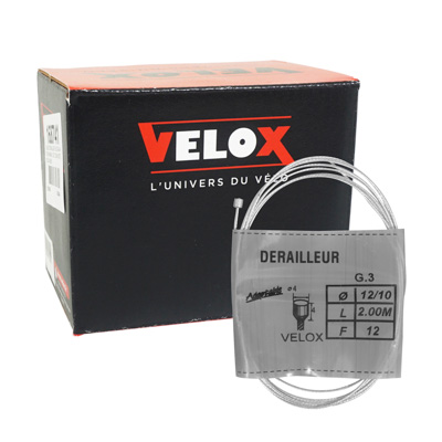 CABLE DE DERAILLEUR VELOX GALVA POUR SHIMANO 2,00M  (BOITE DE 25 CABLES) 12-10 12 FILS