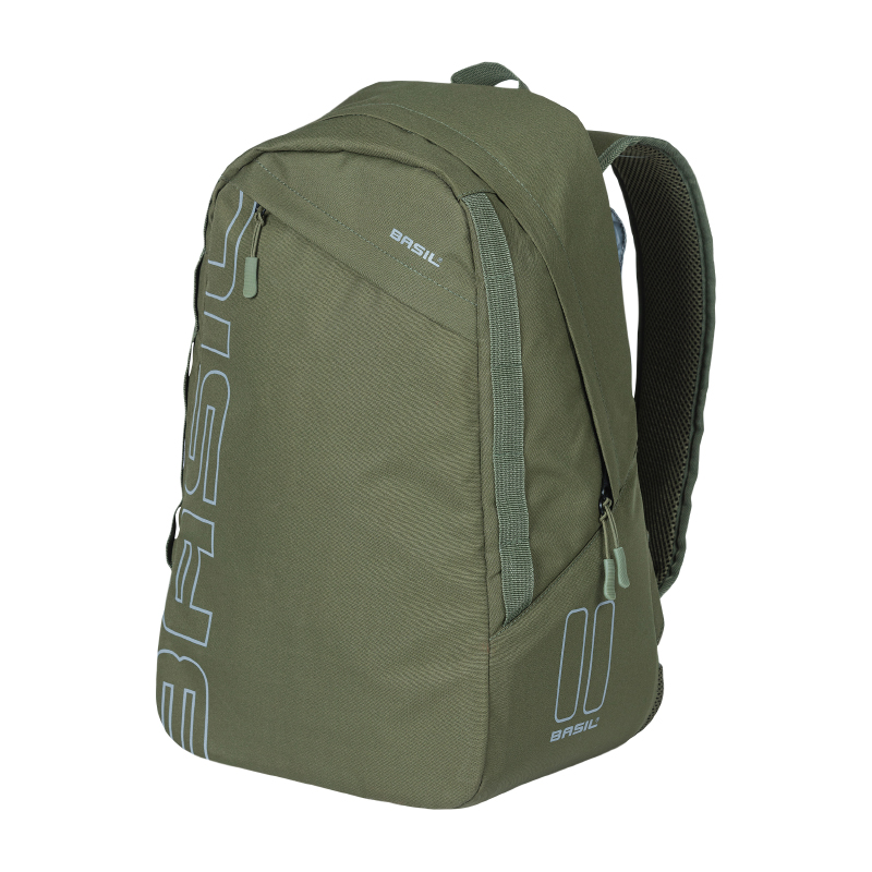 SACOCHE ARRIERE VELO LATERALE SAC A DOS BASIL FLEX BACKPACK VERT FORET 17L FIXATION HOOK SUR PORTE BAGAGE