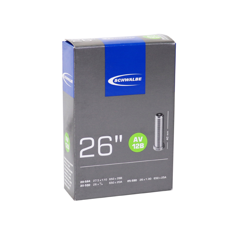 CHAMBRE A AIR INVALIDE 26 SCHWALBE VALVE STANDARD (20 à 25-590) (AV12B) COMPATIBLE 27.5X1.10 - 650X28B