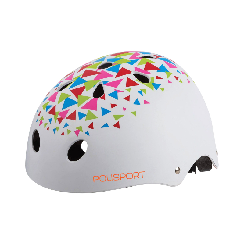 CASQUE VELO CITY JUNIOR POLISPORT URBAN RADICAL BLANC AVEC DECO TAILLE 53-55 SYSTEM QUICK LOCK