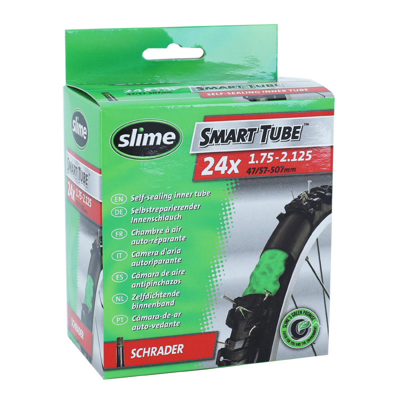 CHAMBRE A AIR VELO 24 X 1.75-2.10 SLIME VALVE SCHRADER OBUS DEMONTABLE AVEC LIQUIDE ANTI-CREVAISON