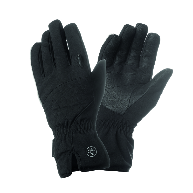 GANTS VELO CITY LONG TUCANO LUX LADY NOIR  TAILLE   S AVEC ECLAIRAGE LED USB INTEGRE  (PAIRE SUR CARTE)