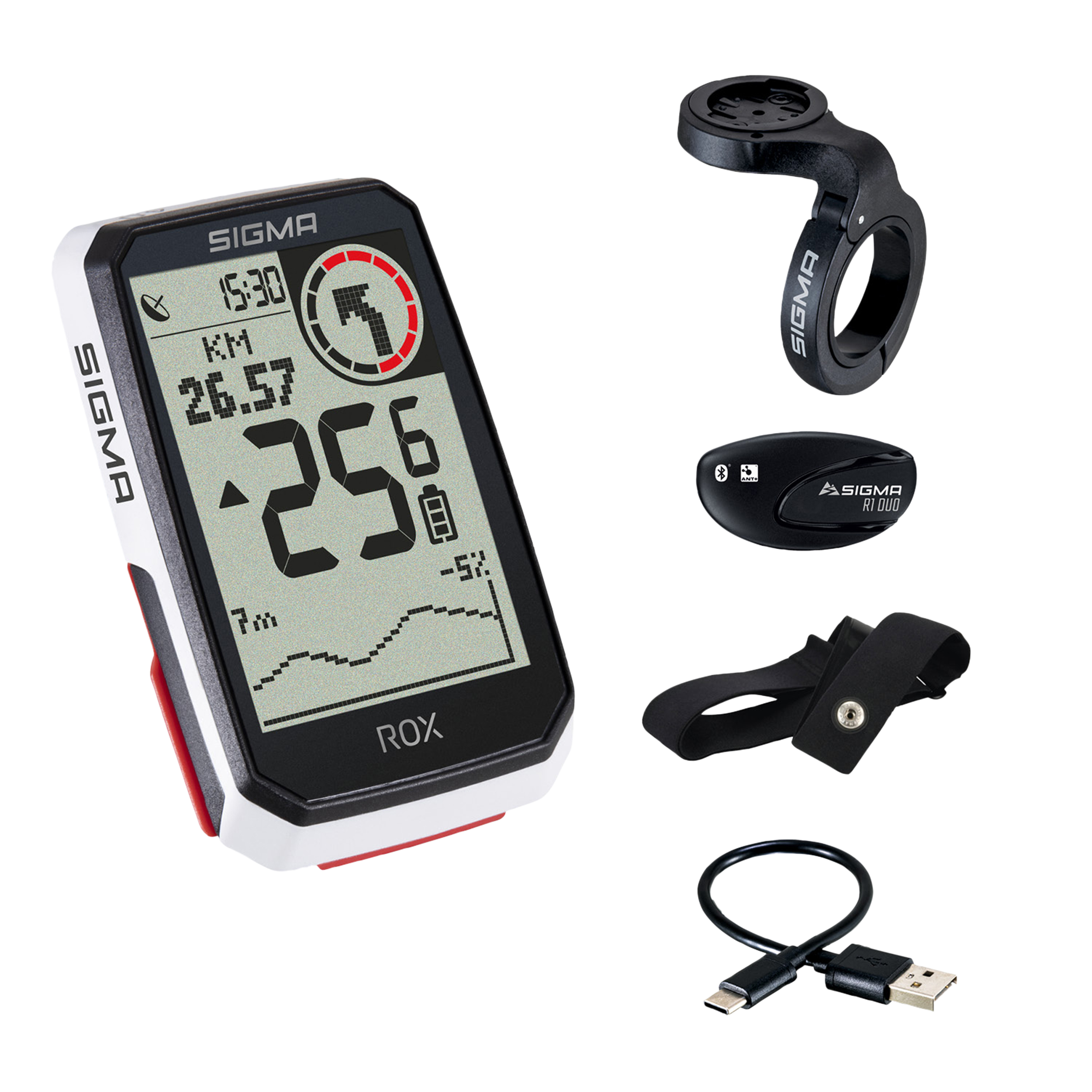 COMPTEUR SIGMA ROX4.0 GPS BLANC ALTIMETRE AVEC CARDIO