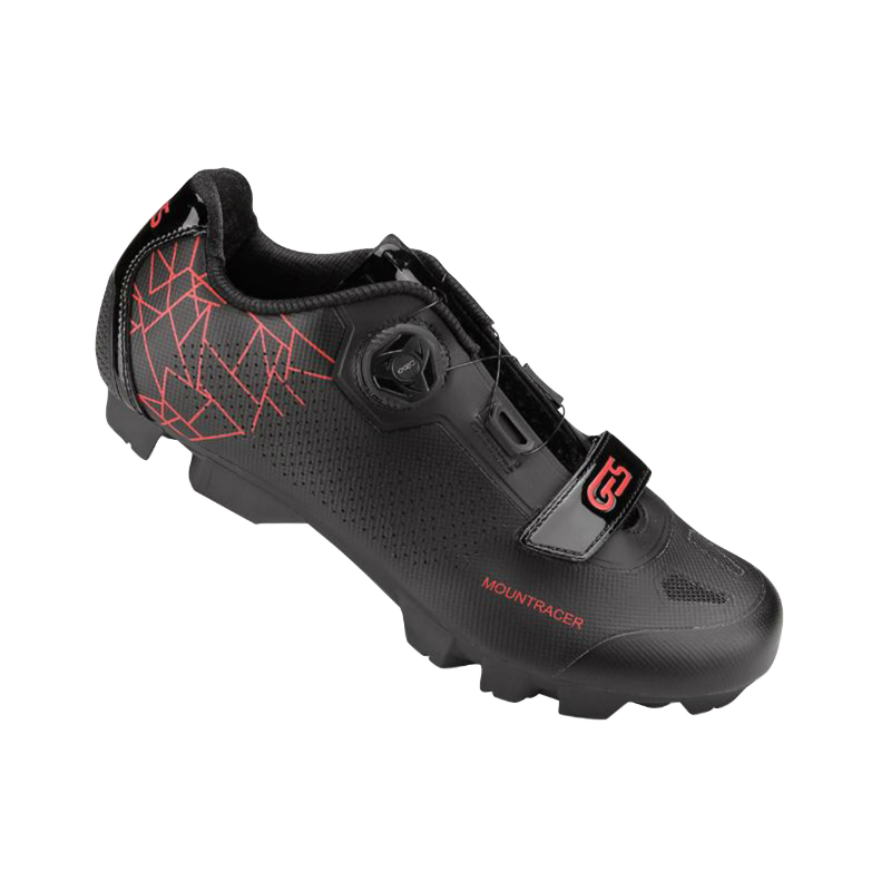 CHAUSSURE VTT GES MOUNTRACER2 NOIR-ROUGE T39 FIXATION MICROCLIP ATOP-VELCRO COMPATIBLE SPD (PAIRE)