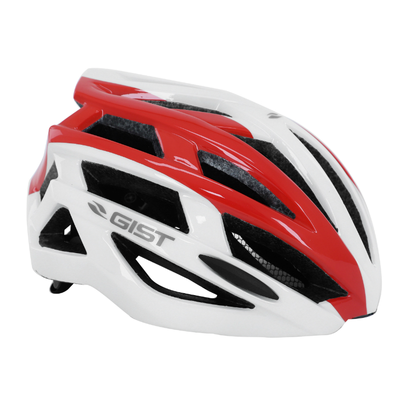 CASQUE VELO ADULTE GIST ROUTE PLANET BLANC-ROUGE IN-MOLD TAILLE 52-58 REGLAGE MOLETTE 212GRS