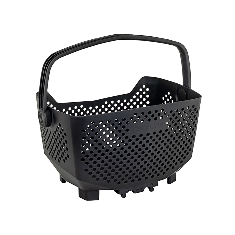 PANIER ARRIERE PLASTIQUE RACKTIME BASK IT NOIR AVEC ANSE SUR PORTE BAGAGE (43X24X29 CM) - COMPATIBLE SYSTEME RACKTIME SNAPIT