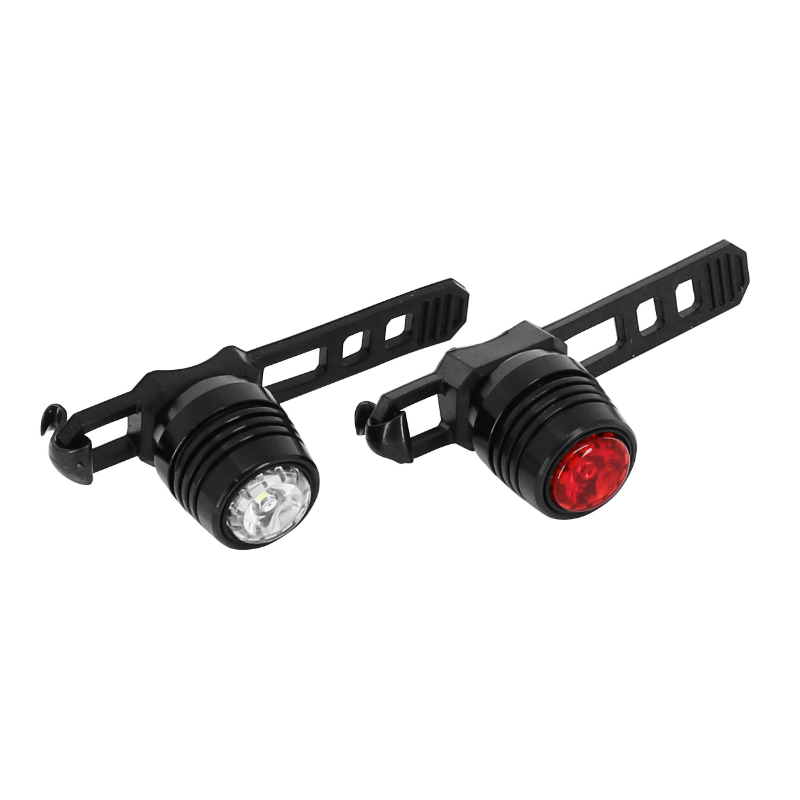 ECLAIRAGE VELO USB KIT NEWTON 22B SUR CINTRE-TIGE DE SELLE LEDS NOIR (LIVRE AVEC FIXATIONS) - RECHARGEABLE USB (AVANT 38LUMENS ET ARRIERE 15LUMENS)