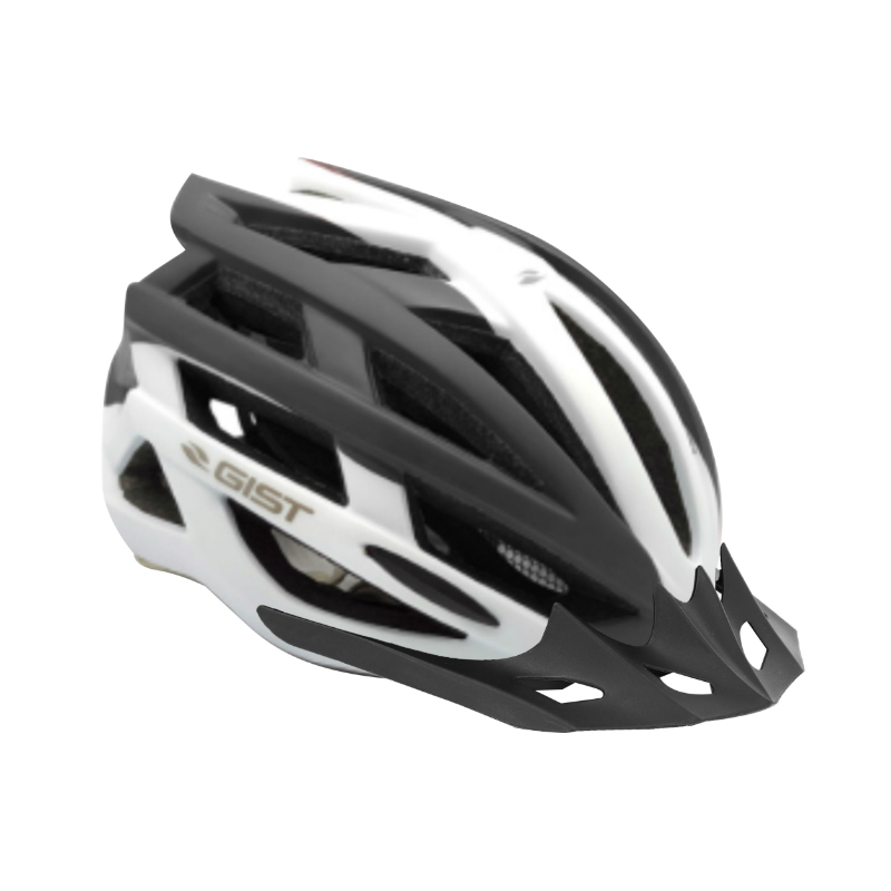 CASQUE VELO ADULTE GIST E-BIKE PLANET URBAN BLANC-NOIR IN-MOLD TAILLE 52-58 REGLAGE MOLETTE 212GRS - ECLAIRAGE INTEGRE