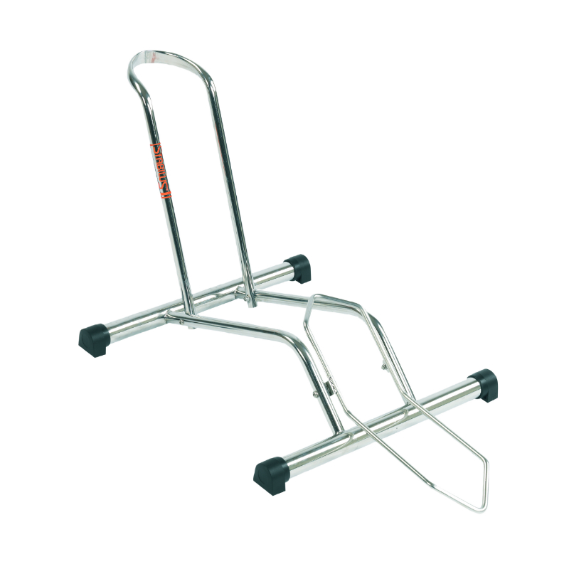 PRESENTOIR-SUPPORT 1 VELO STABILUS  FIXATION ROUE AVANT OU ARRIERE COMPATIBLE 26"-27.5"-29"-700C CHROME