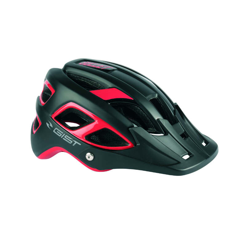 CASQUE VELO ADULTE GIST VTT BULLET NOIR-ROUGE IN-MOLD TAILLE 58-62 AVEC VISIERE ET FIT-SYSTEM (VENDU EN BOITE)