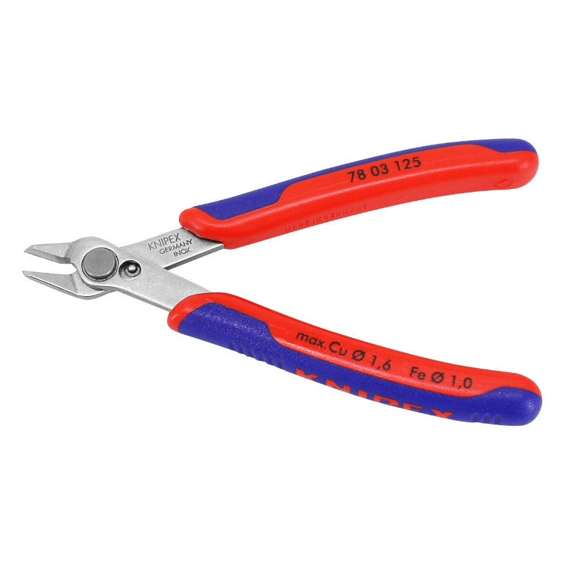 PINCE COUPANTE PRO KNIPEX SUPER KNIPS 125MM CHROME ULTRA FINE POUR ELECTRONIQUE AVEC POIGNEE ERGONOMIQUE (78 03 125)  -MADE IN GERMANY-