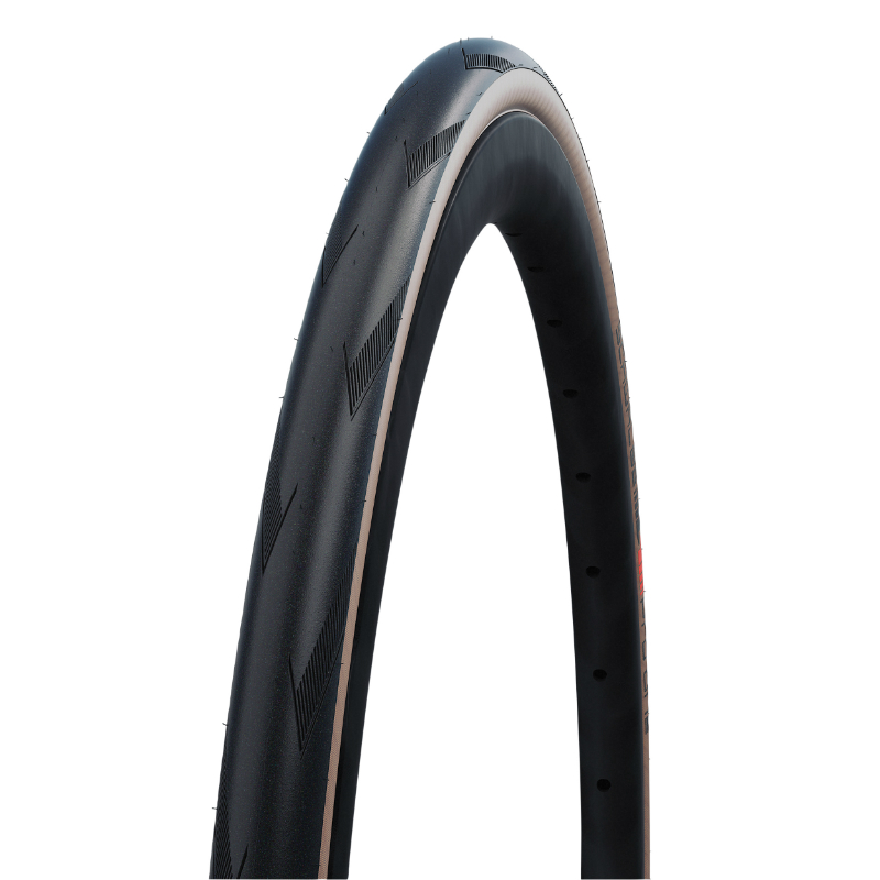 PNEU ROUTE 700 X 30 SCHWALBE PRO ONE SUPER RACE NOIR-BEIGE TUBELESS READY TS (30-622) RENFORT V-GUARD ADDIX COMPATIBLE GIANT