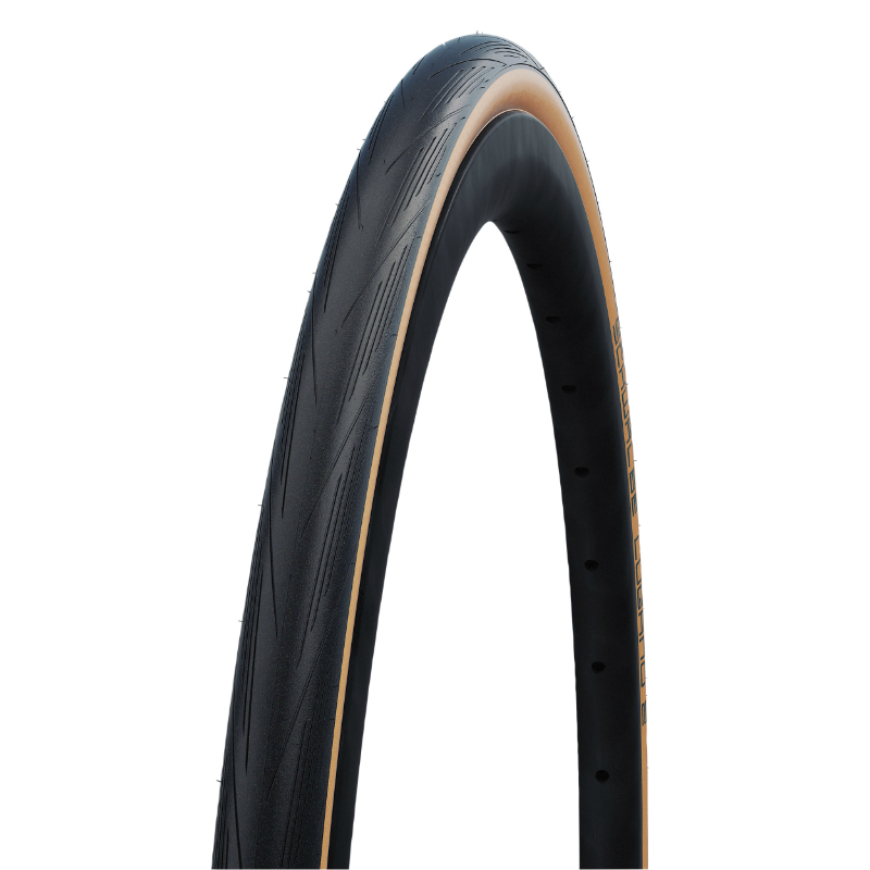 PNEU ROUTE 700 X 25 SCHWALBE LUGANO2 NOIR-BEIGE TR (25-622)